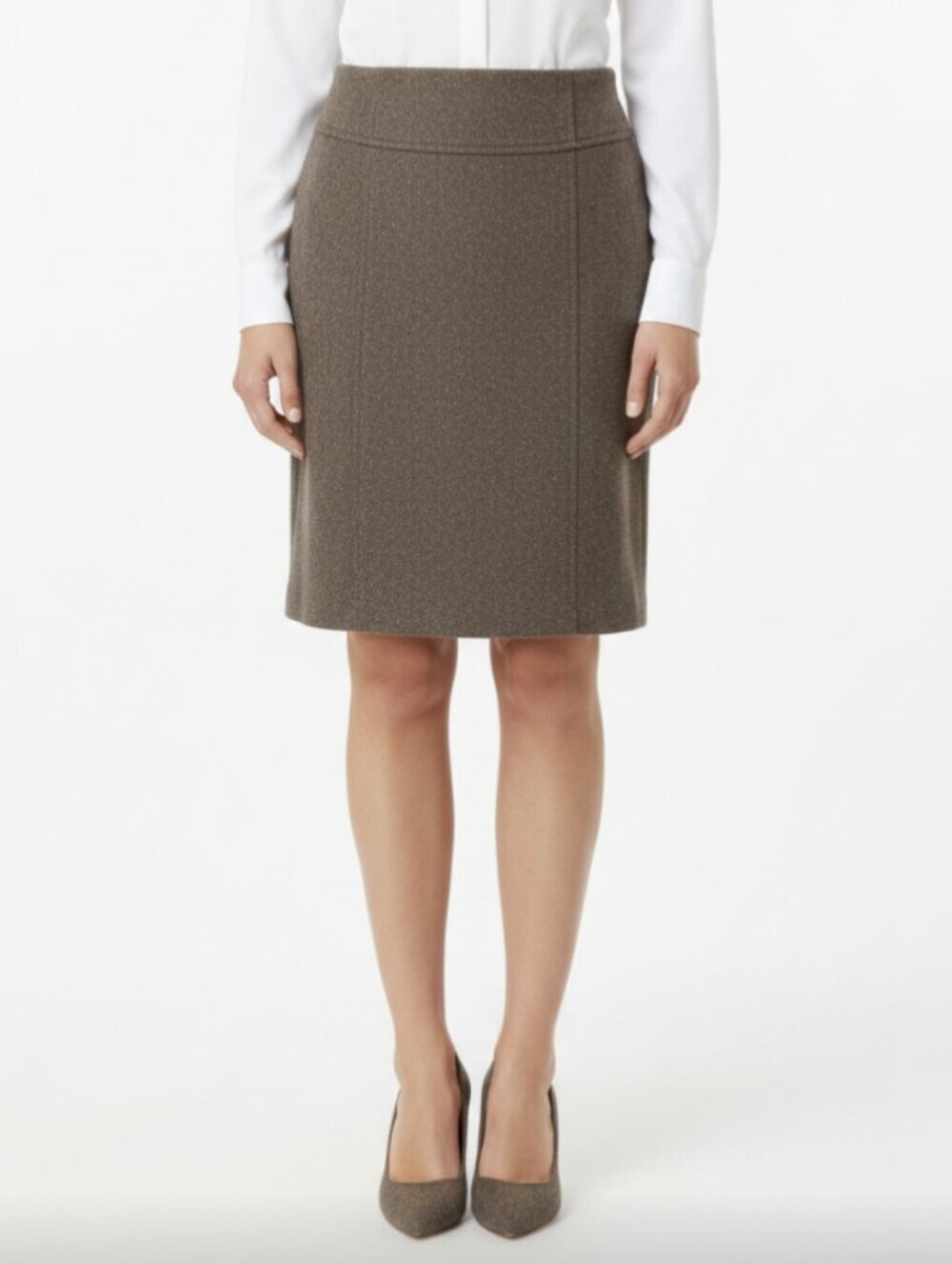 BANANA REPUBLIC! BROWN/CREAM MIXED WOOL+ DIAGONAL WEAVE PENCIL SKIRT! SZ 10